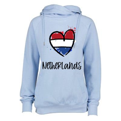 Netherland Heart Art Flag Cute Europe Minimal Dutch Gift Cool Gift Womens Funnel Neck Pullover Hood