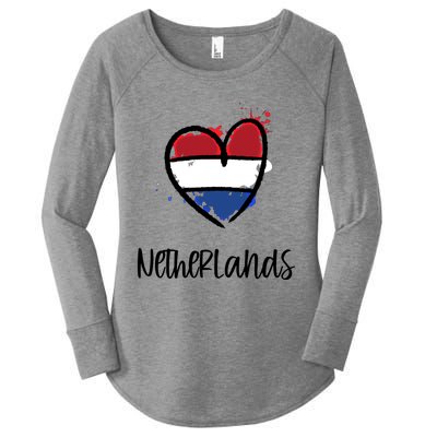 Netherland Heart Art Flag Cute Europe Minimal Dutch Gift Cool Gift Women's Perfect Tri Tunic Long Sleeve Shirt