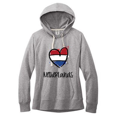 Netherland Heart Art Flag Cute Europe Minimal Dutch Gift Cool Gift Women's Fleece Hoodie