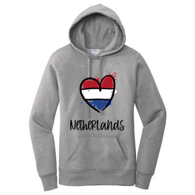 Netherland Heart Art Flag Cute Europe Minimal Dutch Gift Cool Gift Women's Pullover Hoodie