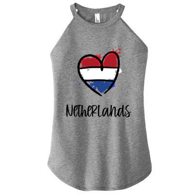 Netherland Heart Art Flag Cute Europe Minimal Dutch Gift Cool Gift Women's Perfect Tri Rocker Tank