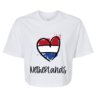 Netherland Heart Art Flag Cute Europe Minimal Dutch Gift Cool Gift Bella+Canvas Jersey Crop Tee