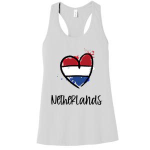 Netherland Heart Art Flag Cute Europe Minimal Dutch Gift Cool Gift Women's Racerback Tank