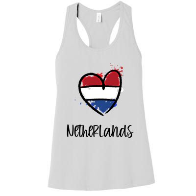 Netherland Heart Art Flag Cute Europe Minimal Dutch Gift Cool Gift Women's Racerback Tank