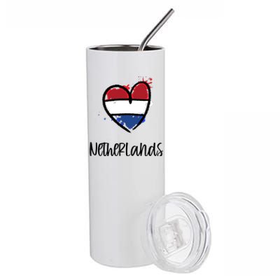 Netherland Heart Art Flag Cute Europe Minimal Dutch Gift Cool Gift Stainless Steel Tumbler