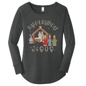 Nativity Happy Birthday Jesus Christmas Nativity Christian Women's Perfect Tri Tunic Long Sleeve Shirt