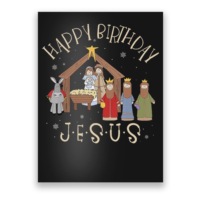 Nativity Happy Birthday Jesus Christmas Nativity Christian Poster