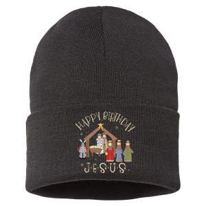 Nativity Happy Birthday Jesus Christmas Nativity Christian Sustainable Knit Beanie