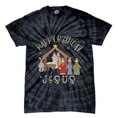 Nativity Happy Birthday Jesus Christmas Nativity Christian Tie-Dye T-Shirt