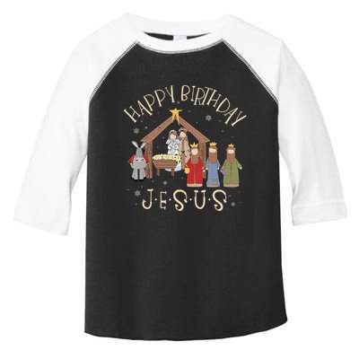 Nativity Happy Birthday Jesus Christmas Nativity Christian Toddler Fine Jersey T-Shirt