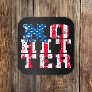 No Hitter Baseball US Flag 4th of July USA Artwork Coaster