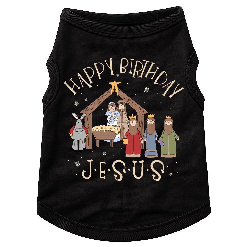 Nativity Happy Birthday Jesus Christmas Nativity Christian Doggie Tank
