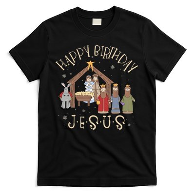 Nativity Happy Birthday Jesus Christmas Nativity Christian T-Shirt