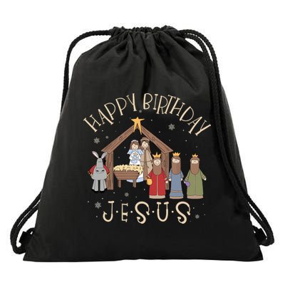 Nativity Happy Birthday Jesus Christmas Nativity Christian Drawstring Bag