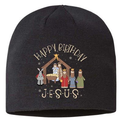 Nativity Happy Birthday Jesus Christmas Nativity Christian Sustainable Beanie