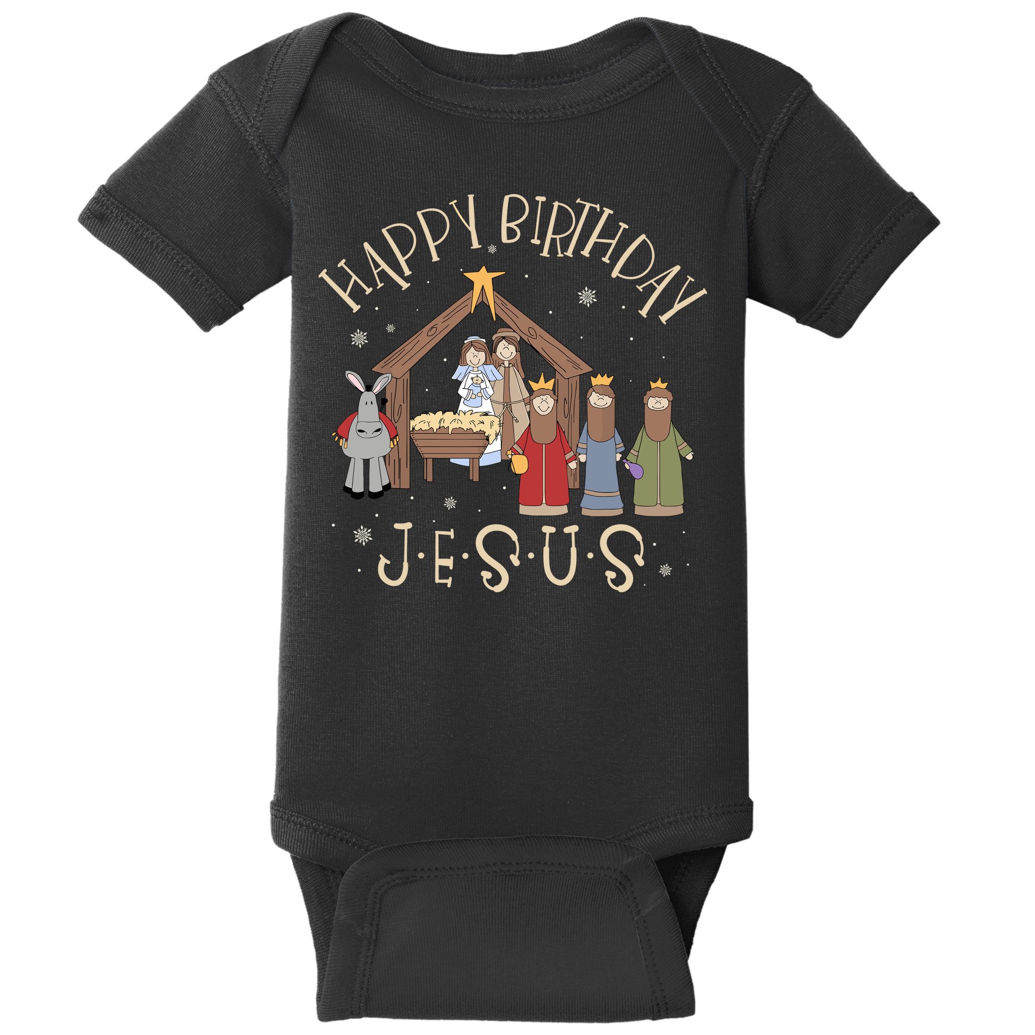Nativity Happy Birthday Jesus Christmas Nativity Christian Baby Bodysuit