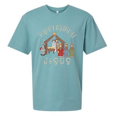 Nativity Happy Birthday Jesus Christmas Nativity Christian Sueded Cloud Jersey T-Shirt