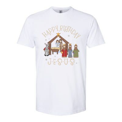 Nativity Happy Birthday Jesus Christmas Nativity Christian Softstyle® CVC T-Shirt