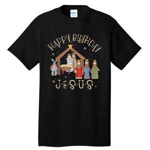 Nativity Happy Birthday Jesus Christmas Nativity Christian Tall T-Shirt