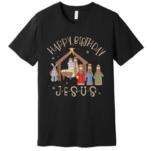 Nativity Happy Birthday Jesus Christmas Nativity Christian Premium T-Shirt