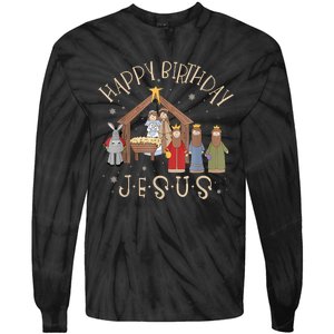 Nativity Happy Birthday Jesus Christmas Nativity Christian Tie-Dye Long Sleeve Shirt