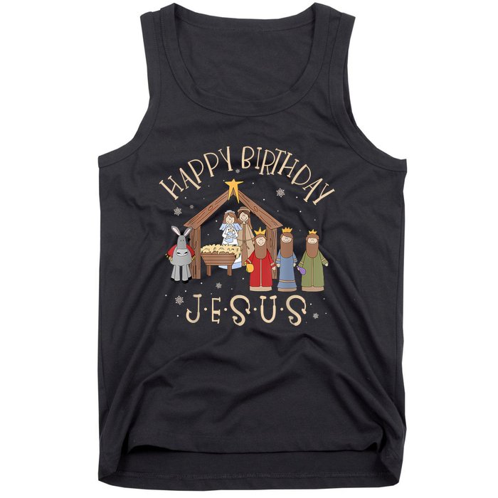 Nativity Happy Birthday Jesus Christmas Nativity Christian Tank Top