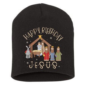 Nativity Happy Birthday Jesus Christmas Nativity Christian Short Acrylic Beanie