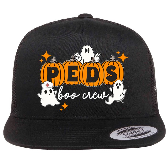 Nurse Halloween Boo Crew Ghost Pumpkins Funny Flat Bill Trucker Hat