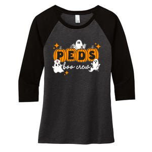 Nurse Halloween Boo Crew Ghost Pumpkins Funny Women's Tri-Blend 3/4-Sleeve Raglan Shirt