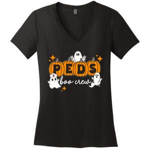 Nurse Halloween Boo Crew Ghost Pumpkins Funny Women's V-Neck T-Shirt