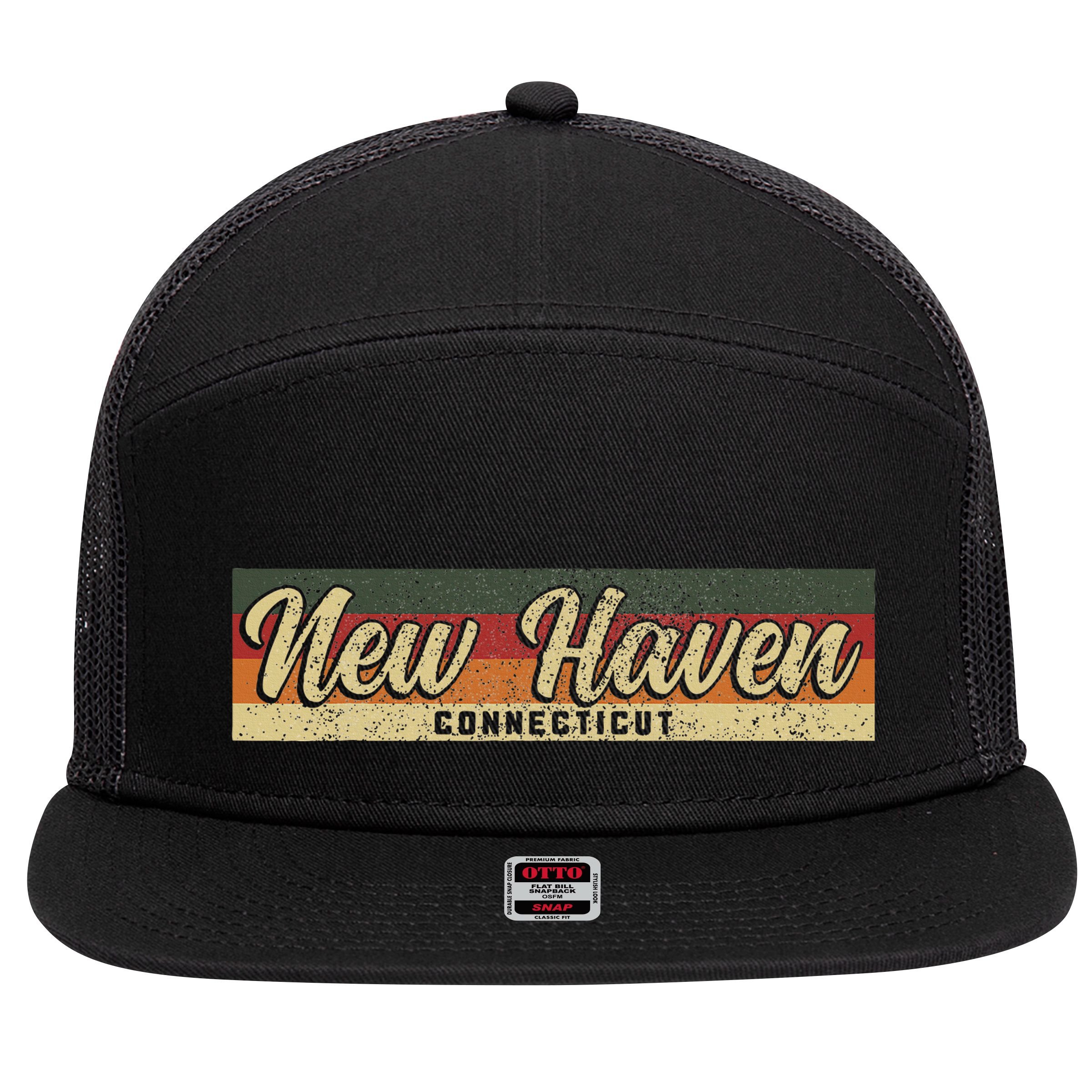 New Haven Ct Connecticut Constitution State Pride 7 Panel Mesh Trucker Snapback Hat