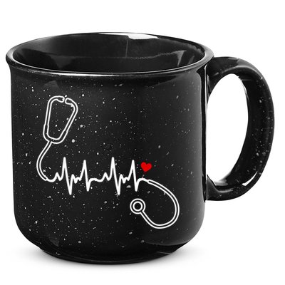 Nurse Heartbeat Clothing Gift Nurse Stethoscope Heart Gift 15oz Campfire Ceramic Mug