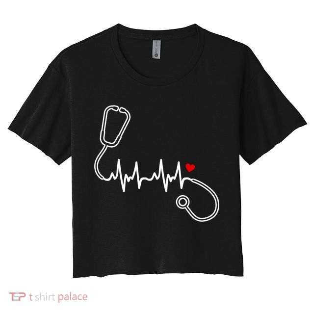 Nurse Heartbeat Clothing Gift Nurse Stethoscope Heart Gift Crop Top