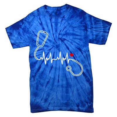 Nurse Heartbeat Clothing Gift Nurse Stethoscope Heart Gift Tie-Dye T-Shirt