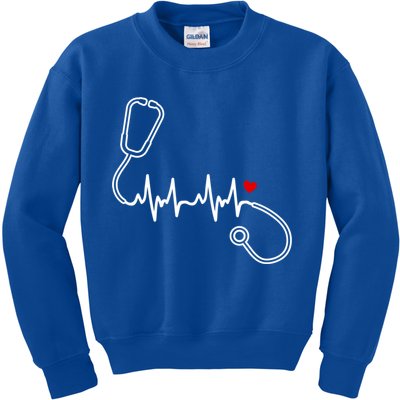 Nurse Heartbeat Clothing Gift Nurse Stethoscope Heart Gift Kids Sweatshirt