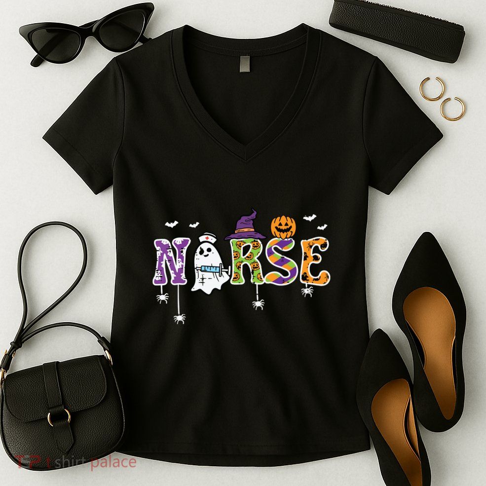 Nurse Halloween Costume Nursing Costume Scrub Top Women's V-Neck T-Shirt
