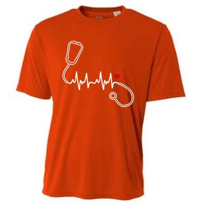 Nurse Heartbeat Clothing Gift Nurse Stethoscope Heart Gift Cooling Performance Crew T-Shirt