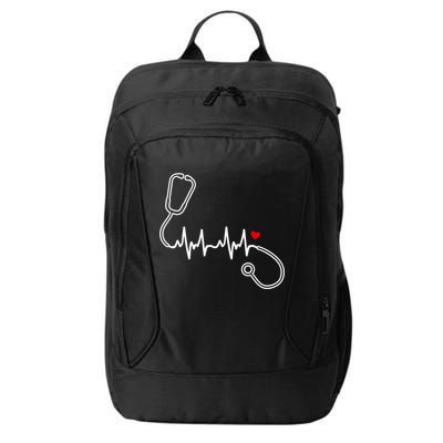 Nurse Heartbeat Clothing Gift Nurse Stethoscope Heart Gift City Backpack