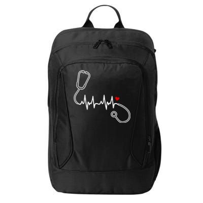 Nurse Heartbeat Clothing Gift Nurse Stethoscope Heart Gift City Backpack