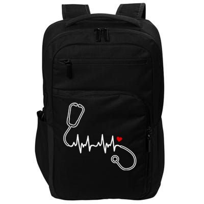 Nurse Heartbeat Clothing Gift Nurse Stethoscope Heart Gift Impact Tech Backpack