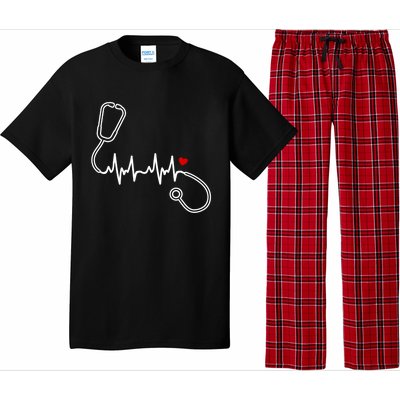 Nurse Heartbeat Clothing Gift Nurse Stethoscope Heart Gift Pajama Set