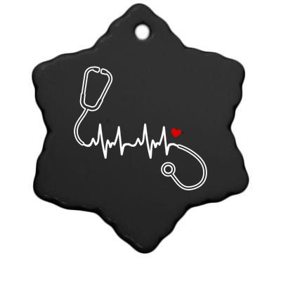 Nurse Heartbeat Clothing Gift Nurse Stethoscope Heart Gift Ceramic Star Ornament