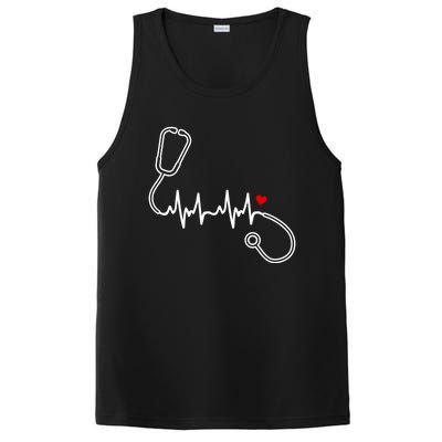 Nurse Heartbeat Clothing Gift Nurse Stethoscope Heart Gift PosiCharge Competitor Tank