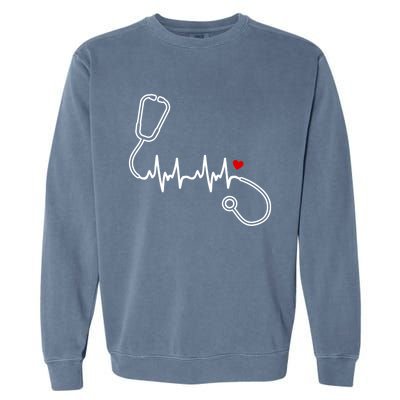 Nurse Heartbeat Clothing Gift Nurse Stethoscope Heart Gift Garment-Dyed Sweatshirt