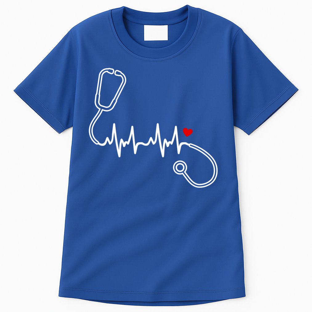 Nurse Heartbeat Clothing Gift Nurse Stethoscope Heart Gift Tall T-Shirt