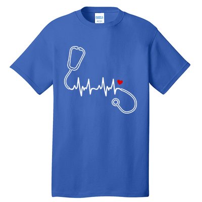 Nurse Heartbeat Clothing Gift Nurse Stethoscope Heart Gift Tall T-Shirt