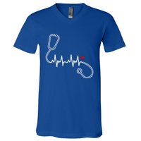 Nurse Heartbeat Clothing Gift Nurse Stethoscope Heart Gift V-Neck T-Shirt