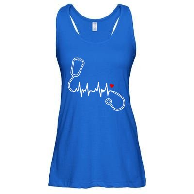 Nurse Heartbeat Clothing Gift Nurse Stethoscope Heart Gift Ladies Essential Flowy Tank