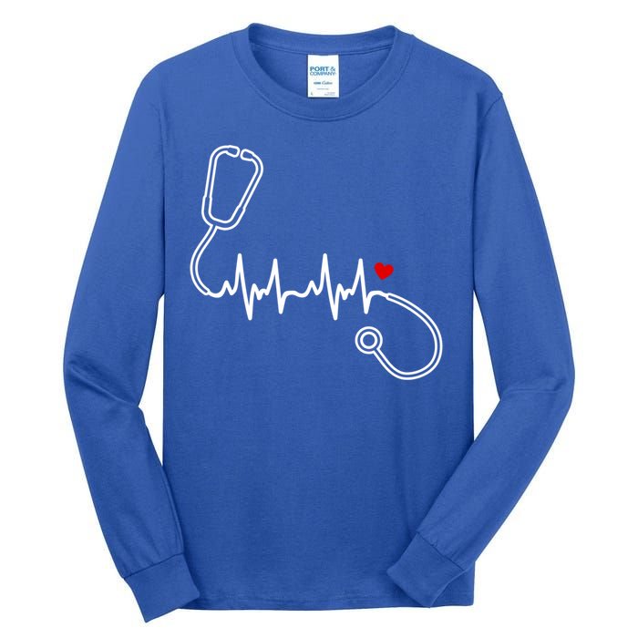 Nurse Heartbeat Clothing Gift Nurse Stethoscope Heart Gift Tall Long Sleeve T-Shirt