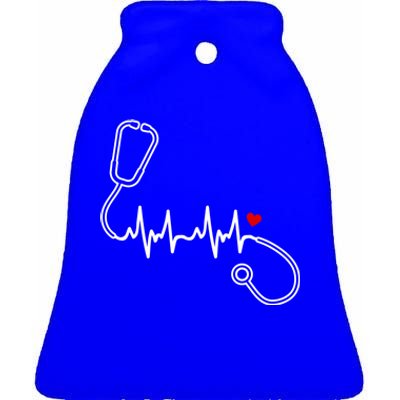 Nurse Heartbeat Clothing Gift Nurse Stethoscope Heart Gift Ceramic Bell Ornament